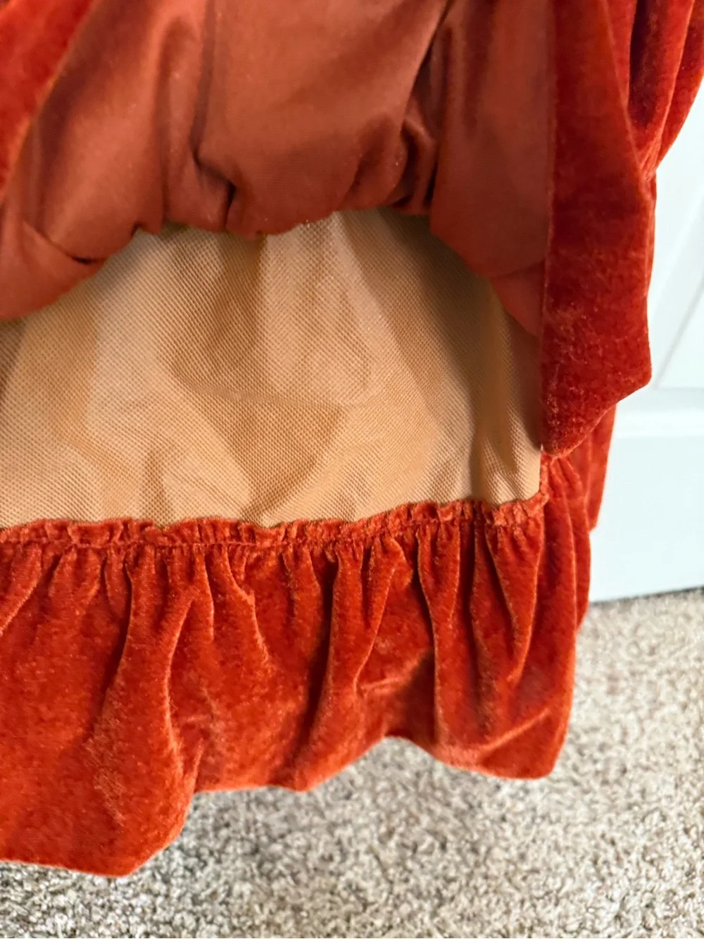 Girls Fox Costume Medium Velvet Ruffle Dress Faux Fur Tail Halloween